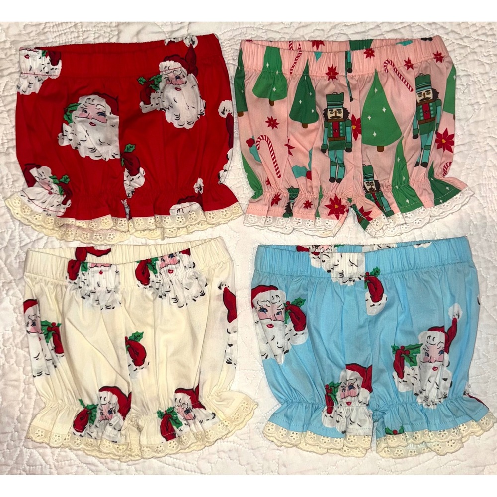 Eleanor Rose Baby Girl Christmas Santa Nutcracker Tree Bloomers Shorts 6m NEW